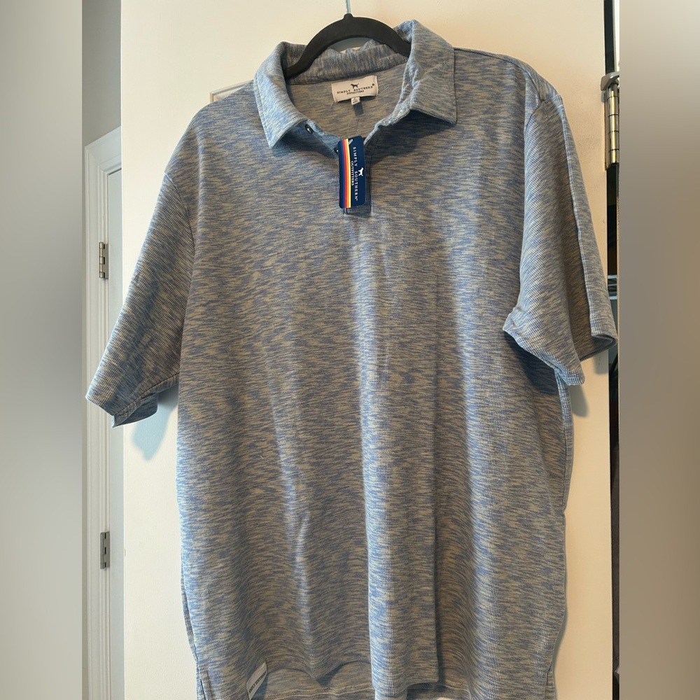 Simply Southern Heathered Light Blue Polo